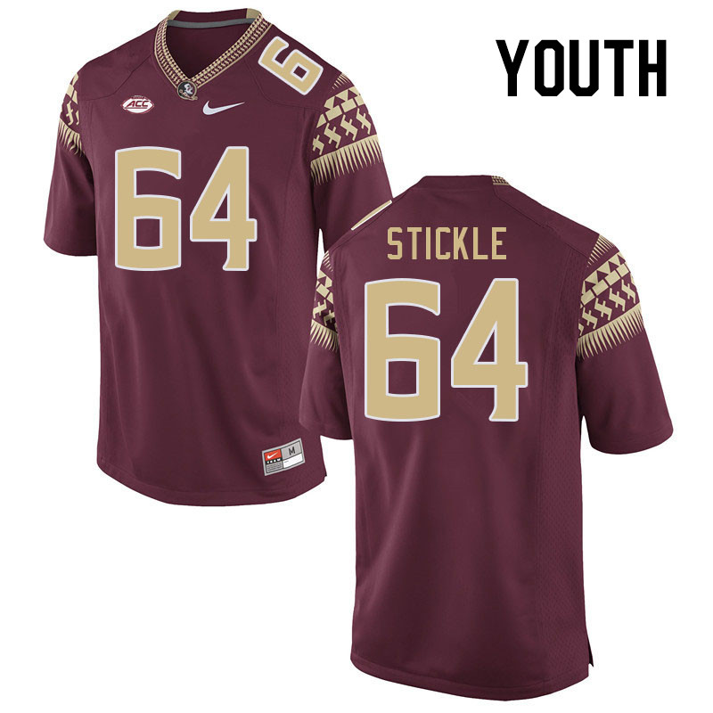 Youth #64 David Stickle Florida State Seminoles College Football Jerseys Stitched-Garnet